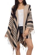Oasap Women's Fashion Color Block Stripe Fringed Poncho