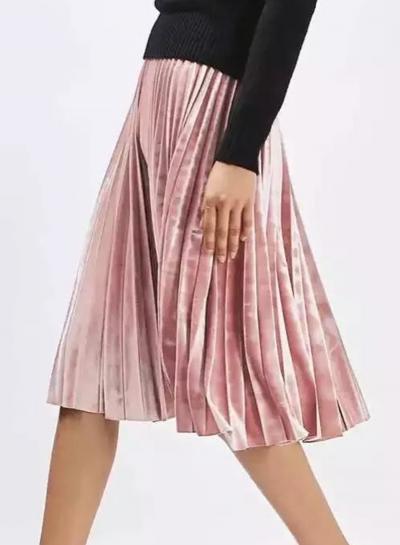 Oasap Pleated Elastic Waist Midi Skirt