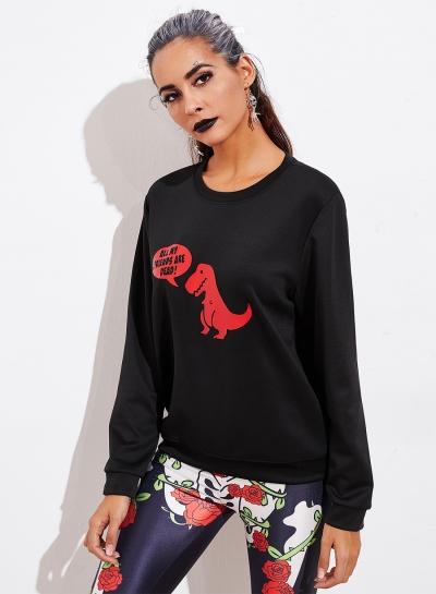 Oasap Cartoon Dinosaur Printed Loose Fit Sweatshirt