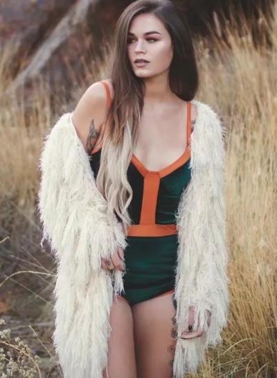 Oasap Solid Color Open Front Faux Fur Fringe Coat