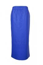Oasap Blue Medium Chic Faux Leather Skirt