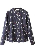 Oasap Pigeon Silhouette Button Down Shirt