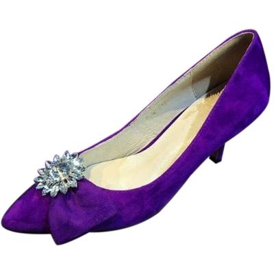 Oasap Pointed Toe Slip-on Stiletto Rhinestone Bow Pumps