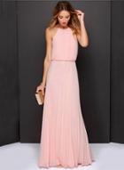 Oasap Elegant Sleeveless Maxi Prom Pleated Dress