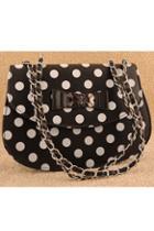 Oasap Bow Detail Polka Dot Print Fold Over Shoulder Bag