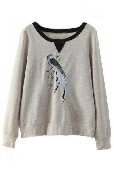 Oasap Embroidered Pattern Sweatshirt