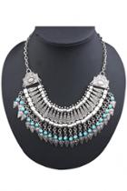 Oasap Vintage Silvery Tassels Bib Necklace