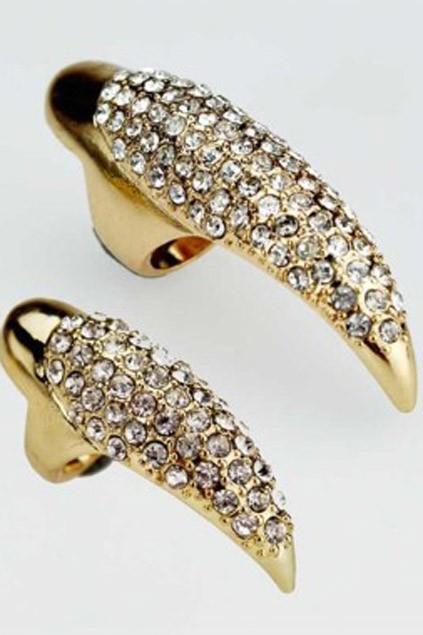 Oasap Chic Talon Ring With Set Stones