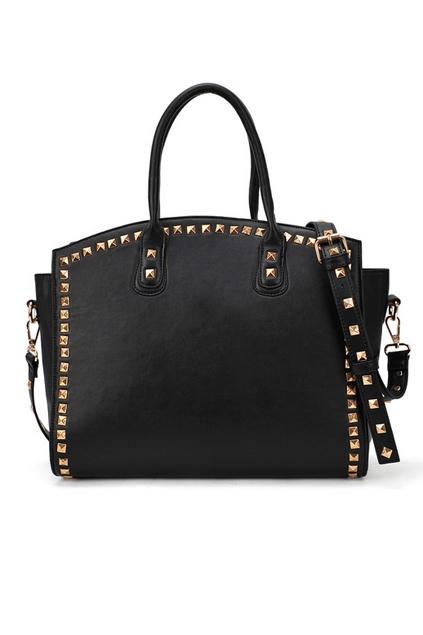 Oasap Rivets Embellished Whole Colored Shoulder Bag