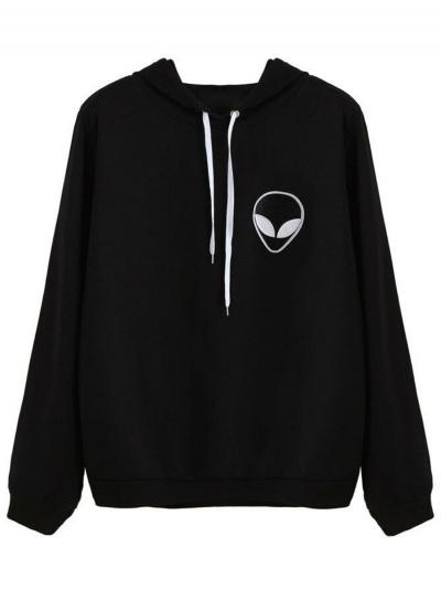Oasap Long Sleeve Alien Printed Hoodies