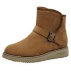 Oasap Buckle Strap Solid Color Round Toe Warm Boots