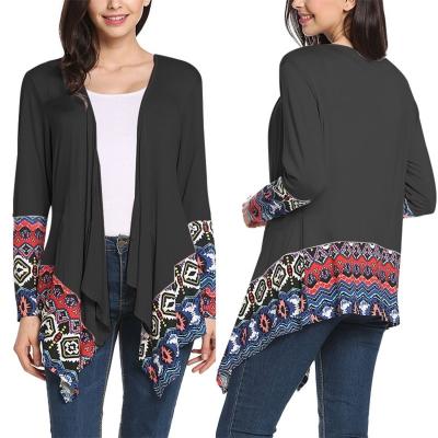 Oasap Open Front Long Sleeve Pattern Knit Coat