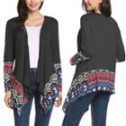 Oasap Open Front Long Sleeve Pattern Knit Coat