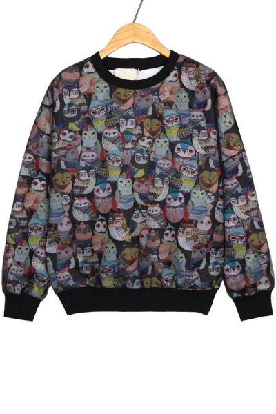 Oasap Cartoon Owl Sweatshirt