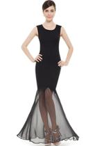 Oasap Women's Fitted Sleeveless Semi Sheer Little Black Dress