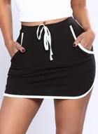 Oasap Sexy Striped Spicing Elastic Waist Sports Skirt With Pockets