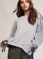 Oasap Fashion Striped Long Sleeve Pullover Sweatshirt