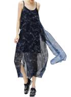 Oasap Women Stylish Galaxy Print Slit Spaghetti Strap Maxi Chiffon Dress