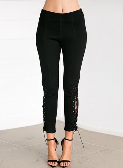 Oasap Elastic Waist Lace Up Bodycon Pants
