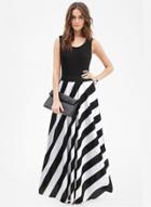 Oasap Fashion Sleeveless Striped Maxi Prom Dress