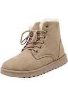 Oasap Chic Faux Suede Lace Up Flat Ankle Boots
