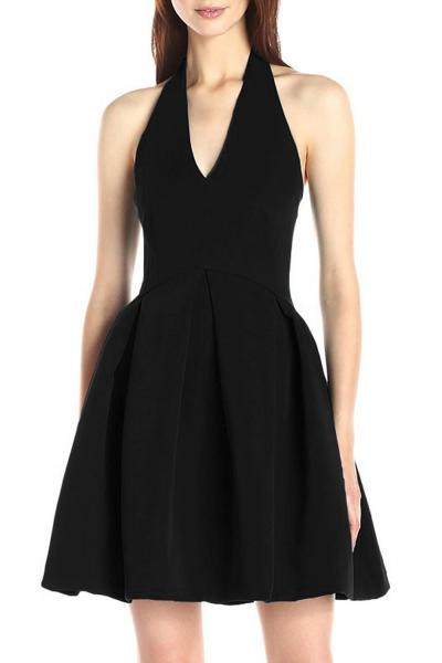 Oasap V Neck Sleeveless Halter Backless A-line Dress