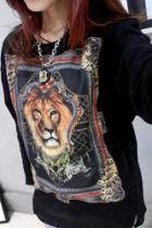 Oasap Lion Print Sweatshirt