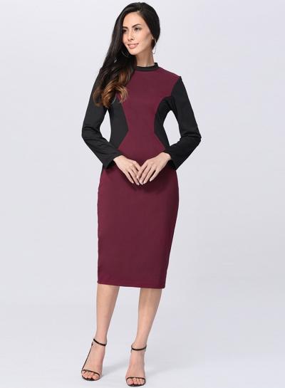 Oasap Fashion Patchwork Midi Bodycon Dress