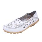 Oasap Hollow Out Round Toe Flat Heels Slip-on Shoes With Bow