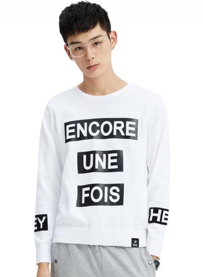 Oasap Men's Fashion Round Neck Long Sleeve Letter Printed Knitted Sweater