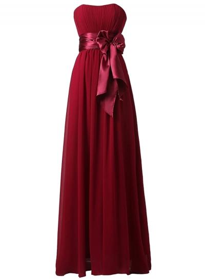 Oasap Women's Elegant Strapless Bow Tie Waist Maxi Evening Dress