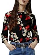 Oasap Women's Long Sleeve Floral Print Button Down High Low Shirt