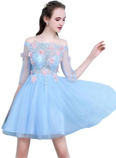 Oasap Off The Shoulder Floral Lace Cocktail Dress