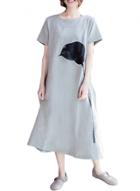 Oasap Women's Casual Short Sleeve Loose Midi Dress With Pockets
