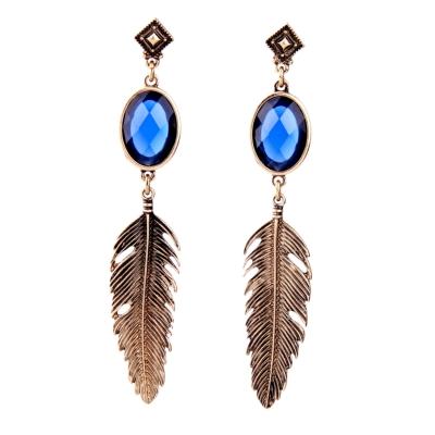 Oasap Fashion Created Gemstone Leaf Drop Earrings