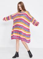Oasap Loose Round Neck Long Sleeve Striped Sweater