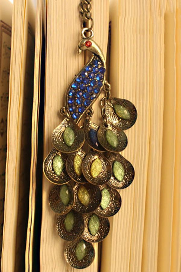 Oasap Antique Gold Peacock Necklace