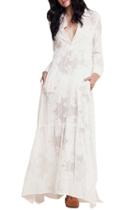 Oasap Women's Long Sleeve Floral Lace Crochet Maxi Dress