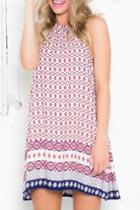 Oasap Vintage Print Open Back Cami Top