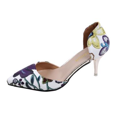 Oasap Pointed Toe Stiletto Heels Floral Pumps