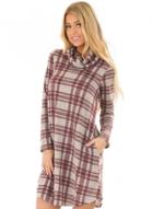 Oasap Long Sleeve Cowl Neck Plaid Mini Dress With Pockets