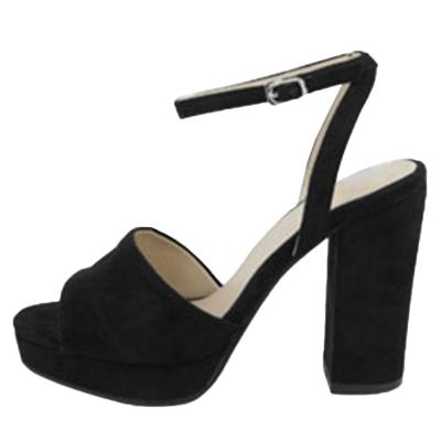 Oasap Open Toe Ankle Strap Block Heels Sandals