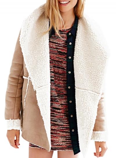 Oasap Women's Faux Suede Shearling Shawl Collar Coat