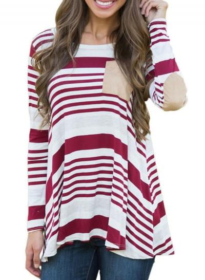 Oasap Casual Stripe Loose Fit Pullover Tee