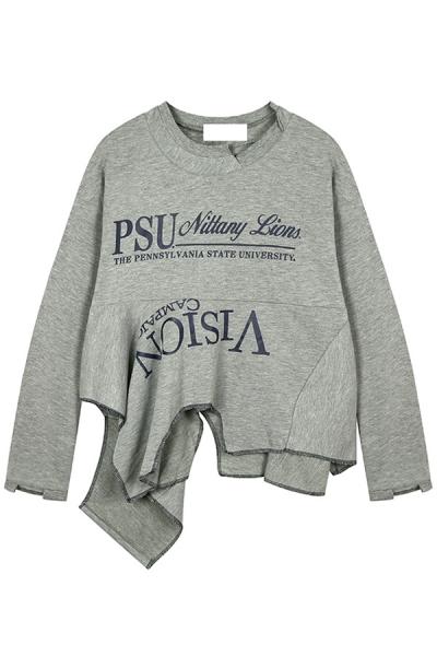 Oasap Irregular Hem Letters Print Sweatshirt