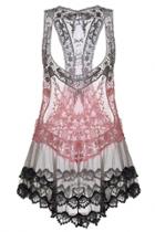 Oasap Stylish Lace Gradient Sleeveless Blouse