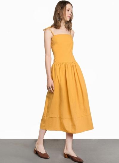 Oasap Sleeveless Backless Solid Spaghetti Strap Midi Dress