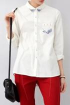 Oasap Sweet Water Wave Embroidered Woman Blouse