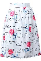 Oasap Sweet Floral Note Printed Pleated Skirt