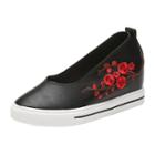 Oasap Round Toe Height Increasing Floral Shoes